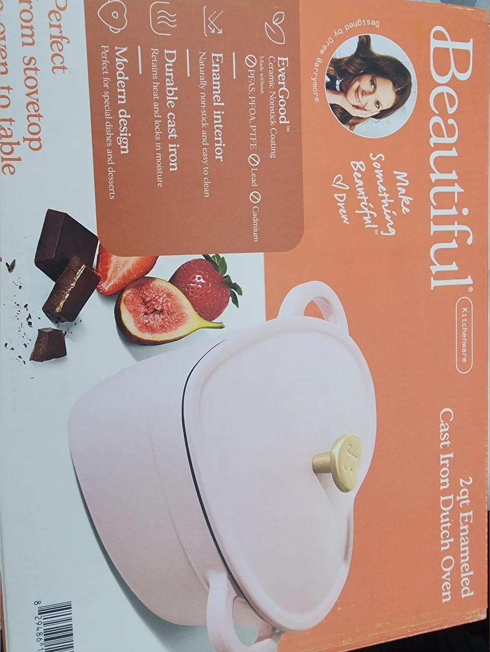 Beautiful By Drew Barrymore Heart-Shaped Cast Iron Casserole - Pink